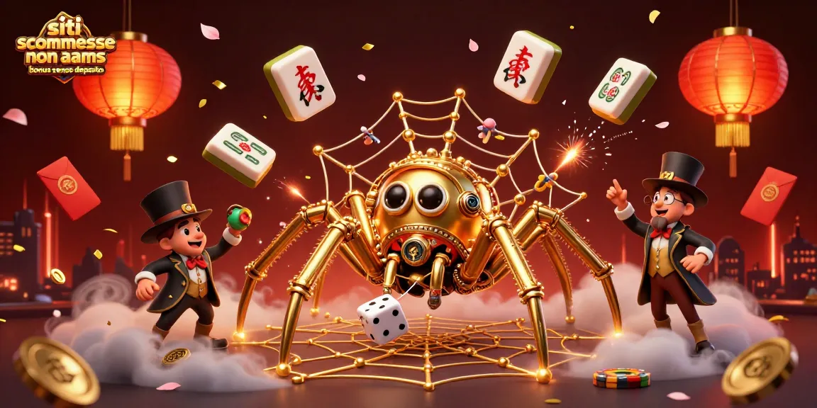 Scopri i migliori siti scommesse non AAMS bonus senza deposito con un'illustrazione vivace e piena di elementi di gioco.