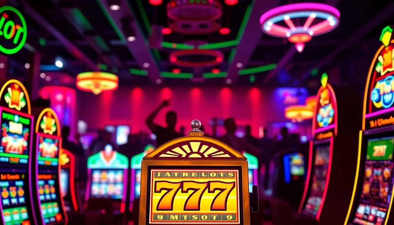 Menangkan slot 777 dengan mesin slot berkilau di kasino yang ramai.