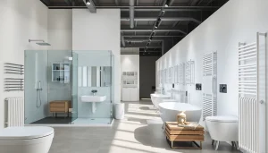 Inspirierende Auswahl von sonni sanitär GmbH Produkten in einem modernen Badezimmer-Showroom