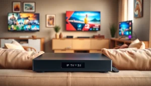 Stream the best channels with iron IPTV in a vibrant and modern living room setup.