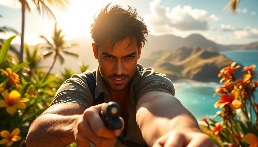Engaging scene from Aloha and Bullets depicting action-packed moments in a tropical setting.