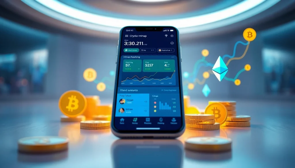 Crypto mining app dashboard showcasing mining rewards and statistics