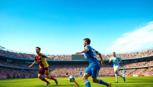 해외축구중계에서 활발한 축구경기 모습을 담은 사진입니다.