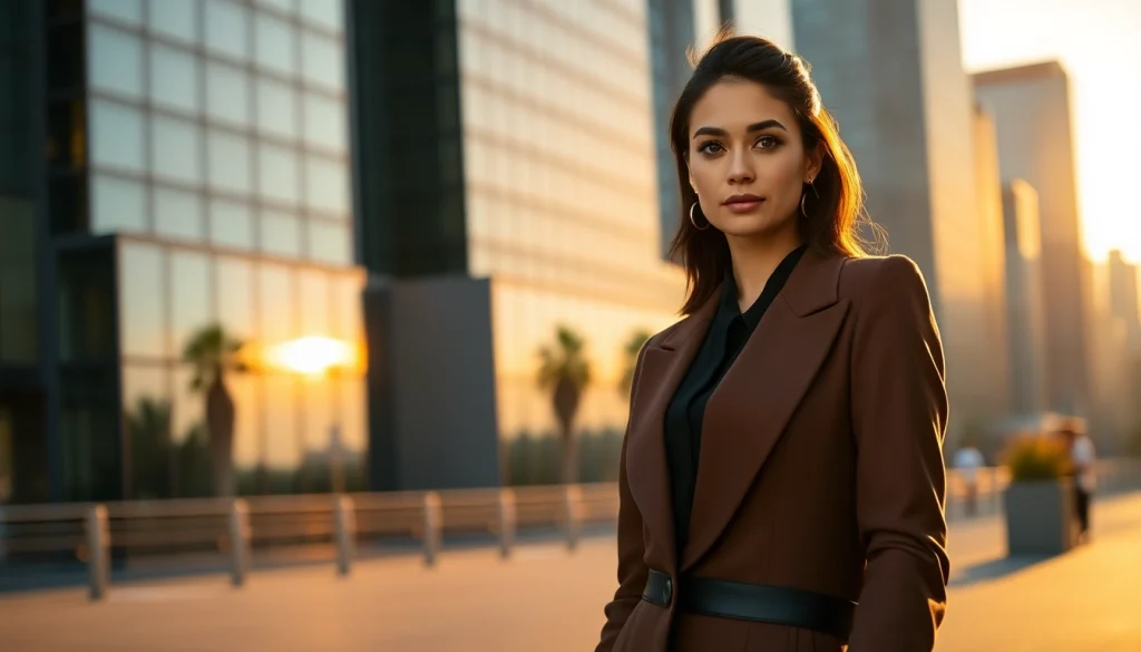 Showcase confidence in Rivelle fashion against a stylish urban backdrop.