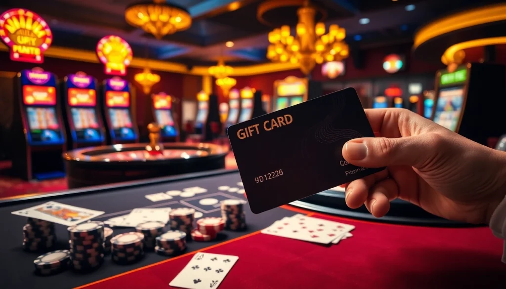 Gamble with 상품권신용카드 at a stylish casino table filled with cards and chips.