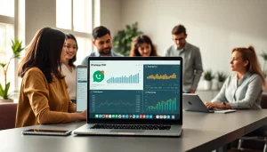 Enhance customer relationships with WhatsApp Business CRM in a vibrant business setting.