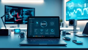 Gemini 3 Pro showcased in a sleek tech workspace with modern devices.