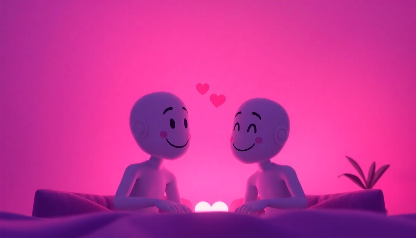 Engaging digital chat interface showcasing characters in a friendly conversation about sex ai chat.