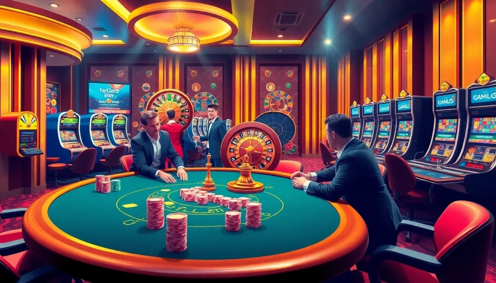 Engage in thrilling gameplay at ga 6789 with colorful poker chips and a modern roulette wheel.