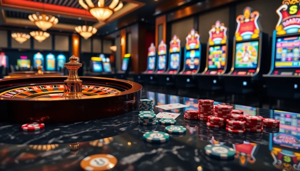 Experience high-stakes gaming at https://rr88.navy/ with vibrant roulette wheels and colorful poker chips.