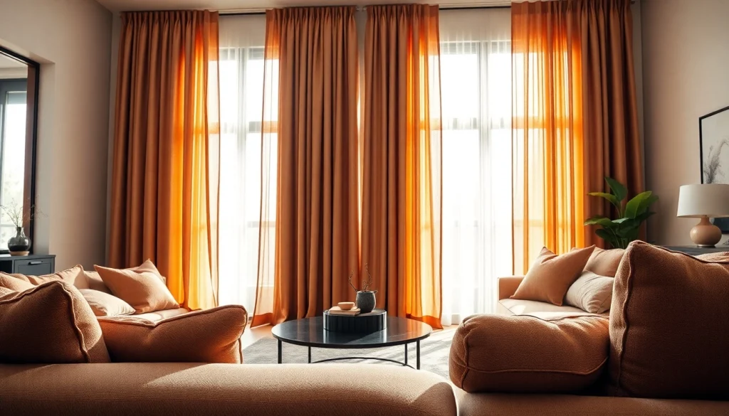 Verduisterende gordijnen creëren een stijlvolle en gezellige sfeer in de woonkamer.