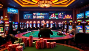 Engage with Onicplay's vibrant casino gaming experience featuring live tables and slot machines.