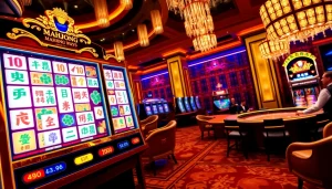 Experience thrilling slot demo mahjong gameplay at an upscale casino with vibrant reels and luxurious surroundings.