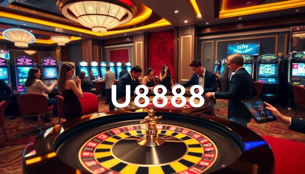 Experience the excitement of U8888 at a vibrant casino table with thrilling bets and games.