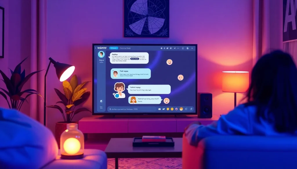 Engaging NSFW AI chat scene with dynamic characters and playful interface.