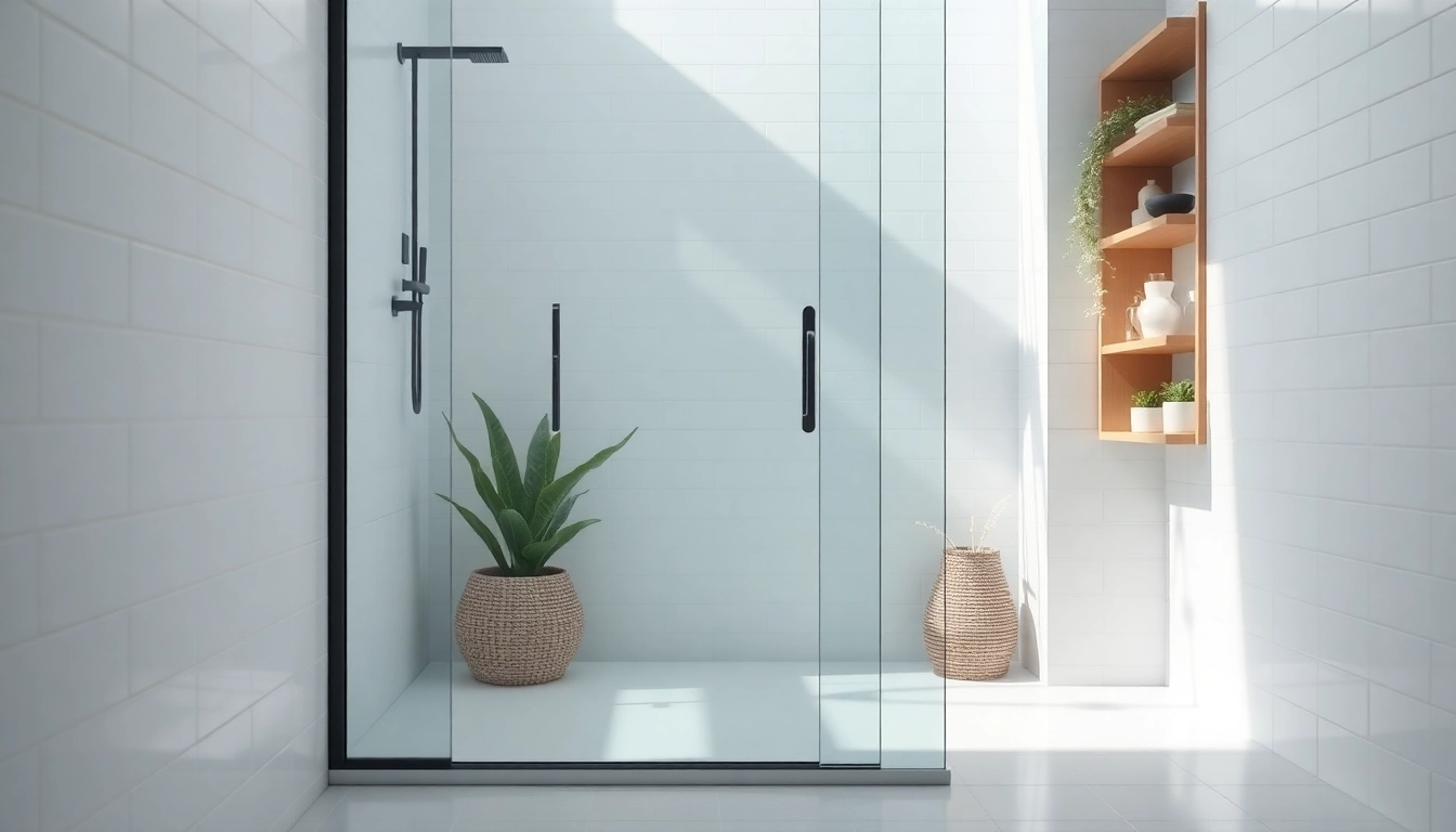 Admire a modern black shower screen enhancing a stylish bathroom with an elegant matte finish.