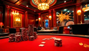 Players strategizing at a poker table in a luxurious casino setting at https:/sc88.bz/ with vibrant atmosphere.