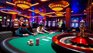 Experience thrilling gameplay at trang chủ xin88 with vibrant poker tables and engaging slot machines.