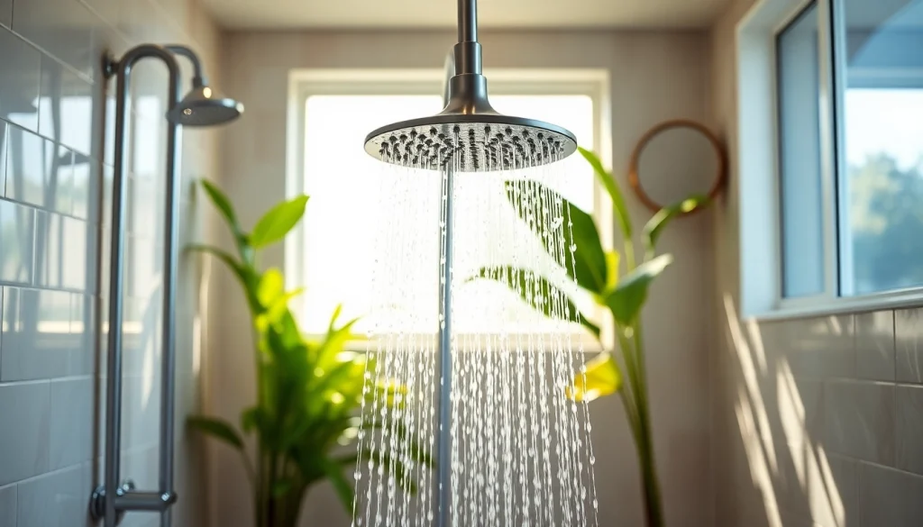 Transform your bathroom with a sunny shower USA design featuring a modern showerhead.