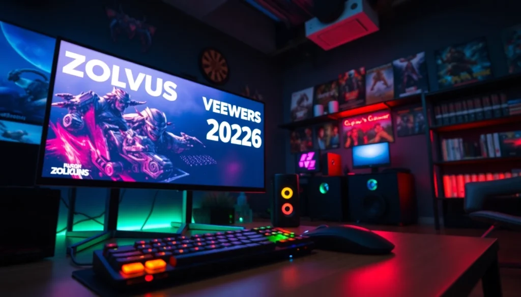 Captivating gaming setup featuring game reviews 2026 criteria, vibrant lights, and engaging visuals.
