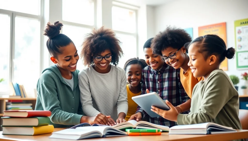 Dynamic classroom scene showcasing education equity with diverse students engaged in learning.