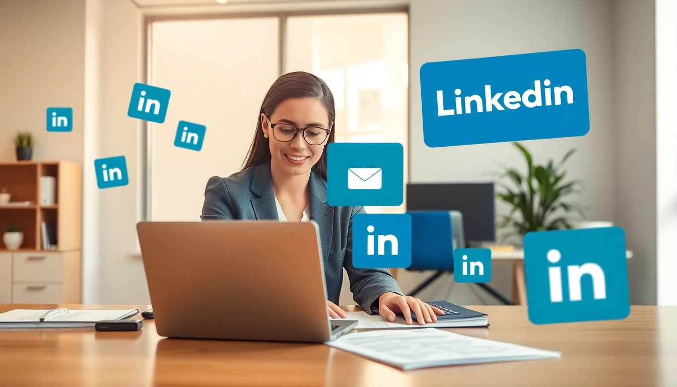 Utilize the linkedin email finder tool effectively in a modern office environment.