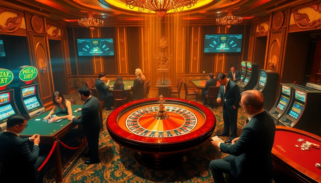 Découvrez le frisson du casino en ligne fiable avec des joueurs profitant de jeux de luxe à une table de roulette.