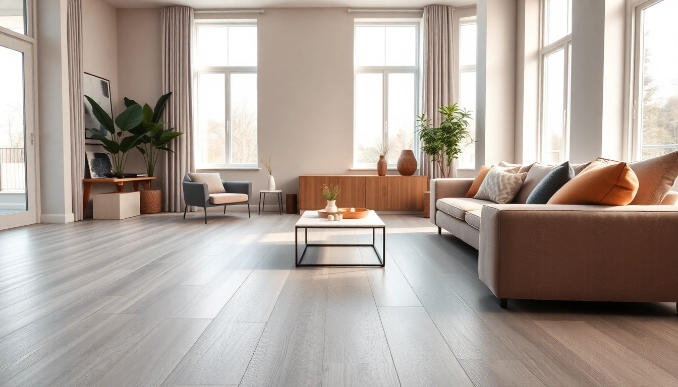 Showcasing lvp flooring in a stylish modern living room setting with cozy furniture.