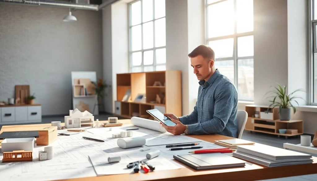 Start a residential architecture project with a professional architect in a bright, modern workspace.