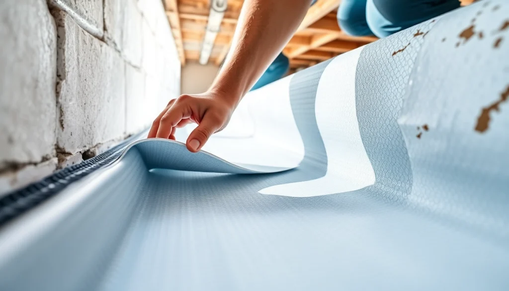 Secure vapor barrier installation process demonstrating professionalism and attention to detail.