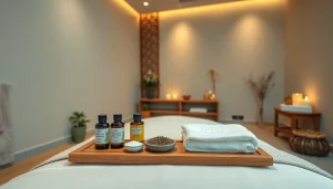 편안한 색상과 아로마 오일이 조화를 이루는 파주마사지의 힐링 마사지룸 환경