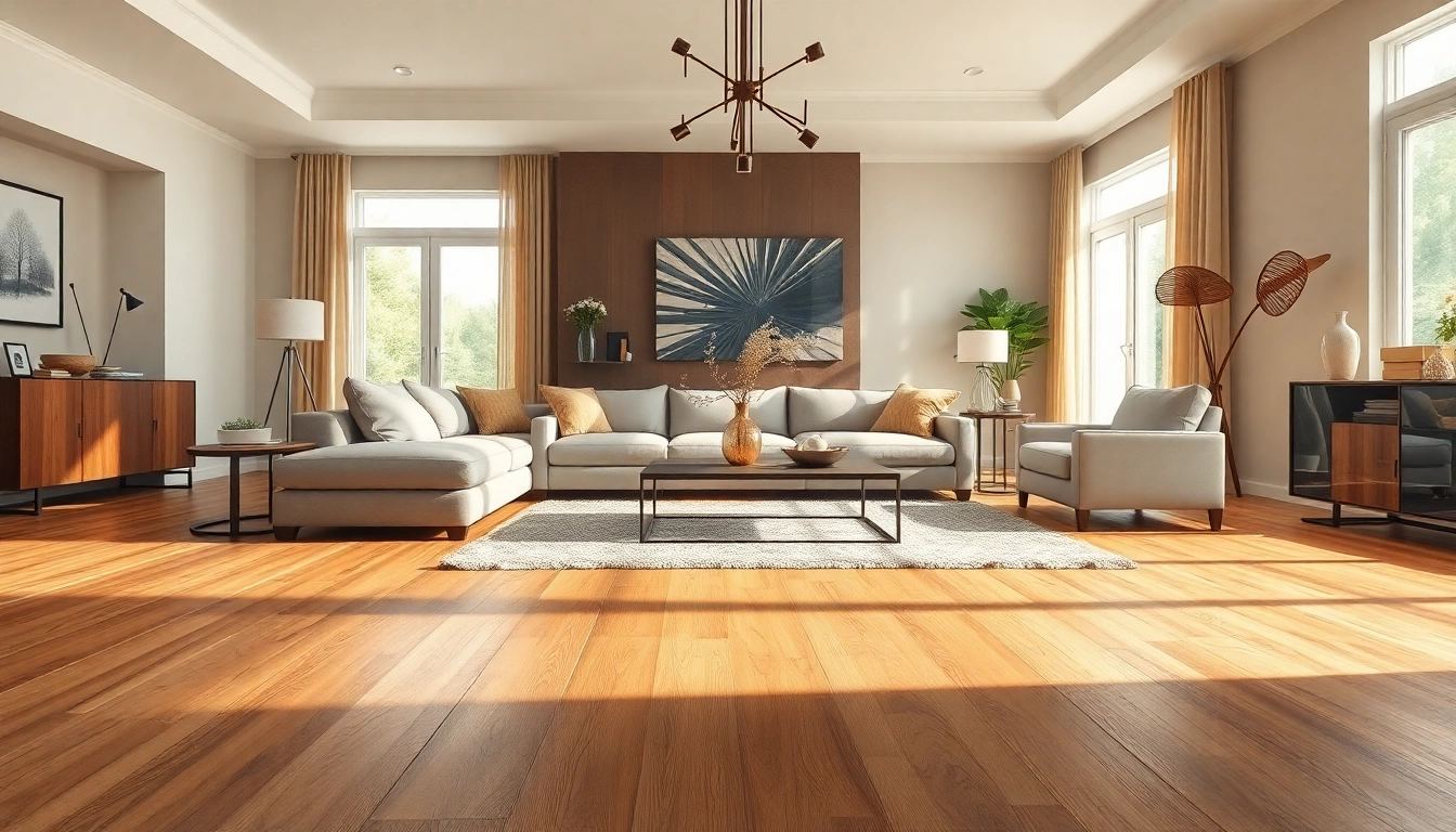 Showcase luxury vinyl plank flooring in a sophisticated living room with bright natural light.