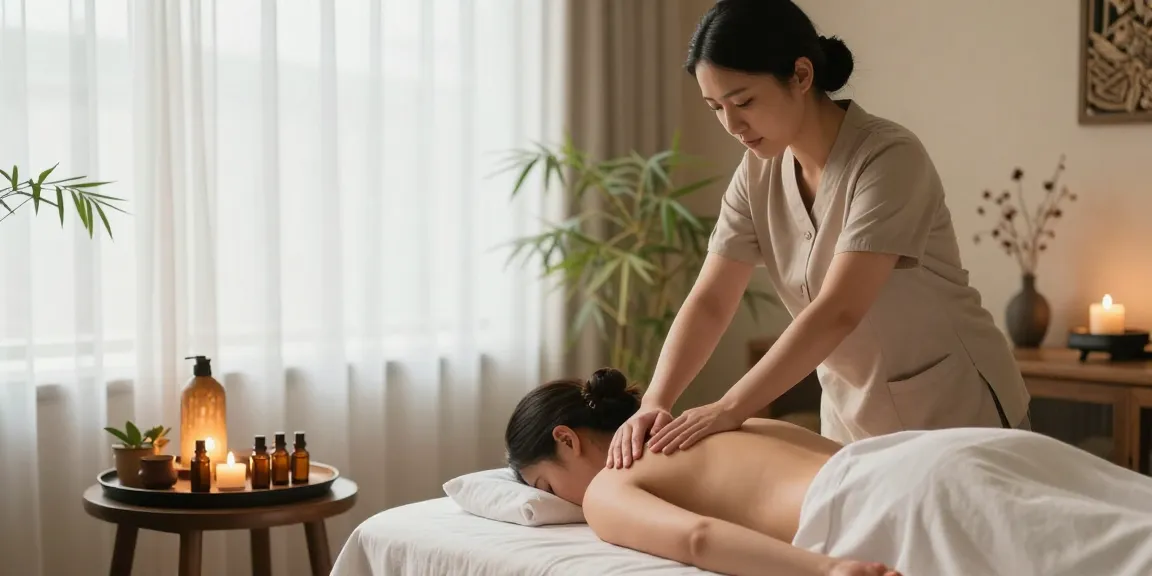 Massage therapy in a serene spa setting with warm oils and tranquil decor.
