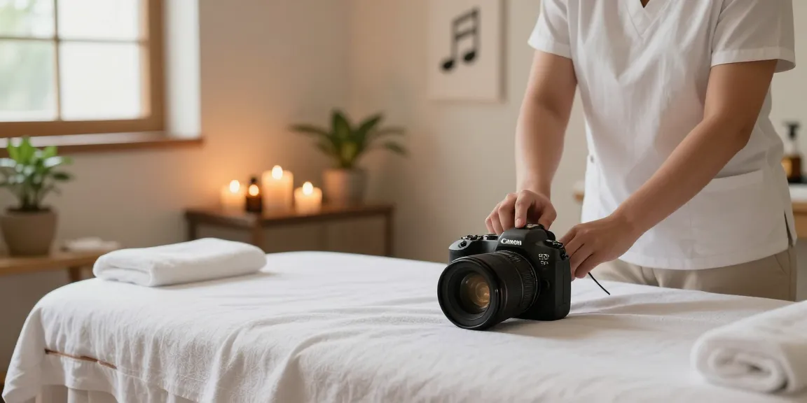 Massage therapy room setup for 스웨디시 마사지 with calming elements and inviting atmosphere.