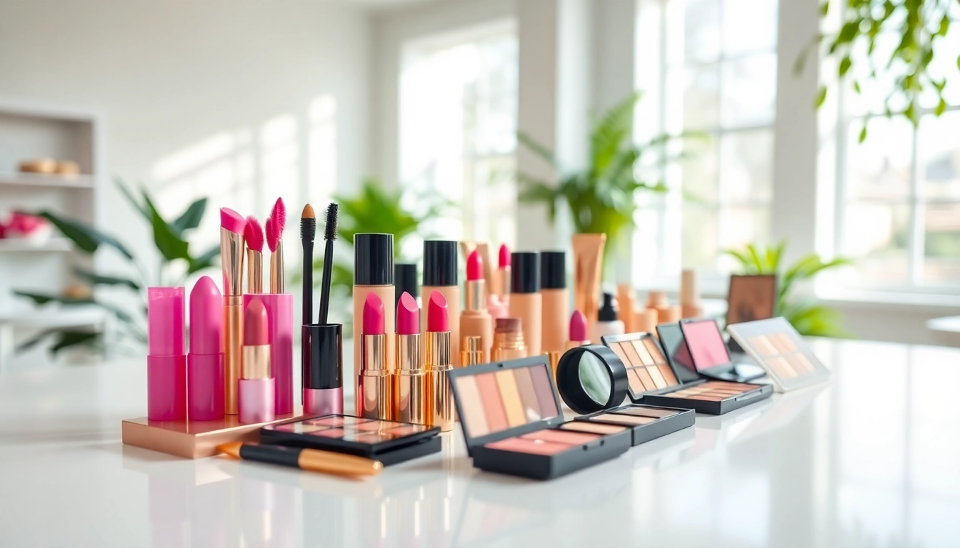 Explore vibrant wholesale make up products elegantly displayed in a professional setting.