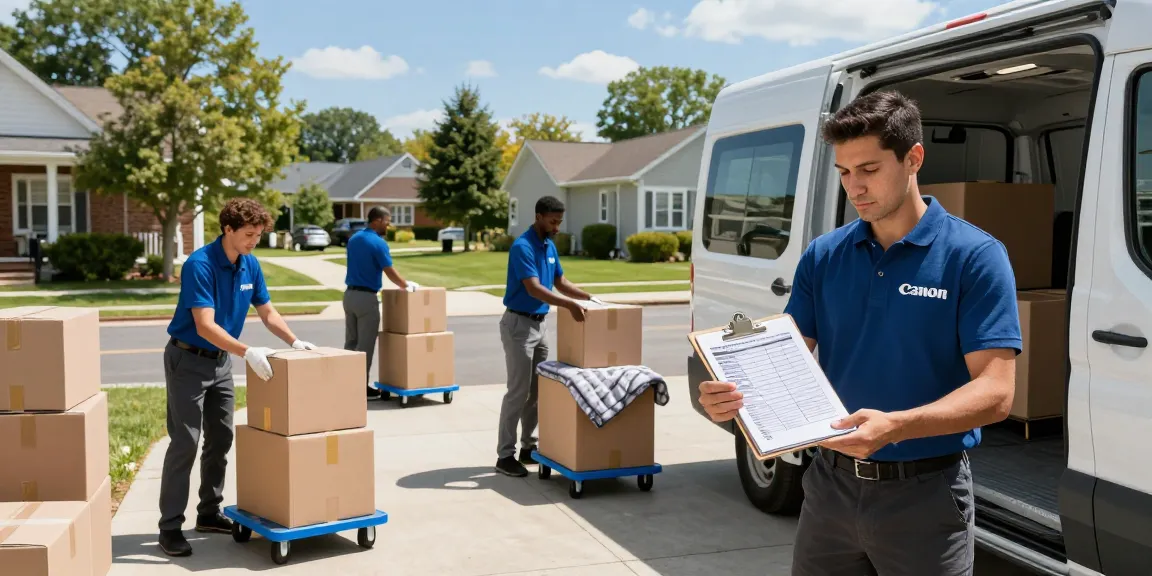 Professional movers preparing for a local move, showcasing a trusted moving company near me in Aston, PA.