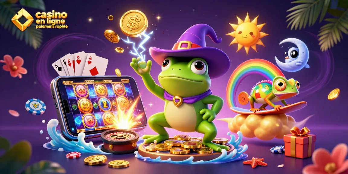 Expérimentez le paiement rapide dans les casinos en ligne avec des personnages de jeu animés.